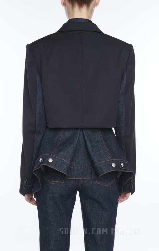 Hybrid denim jakcet with tailored crop