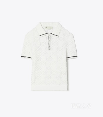 蕾丝 Polo 衫 白色