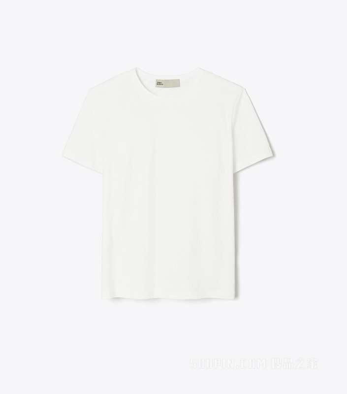 T Monogram Logo T 恤 棉花糖色/白色