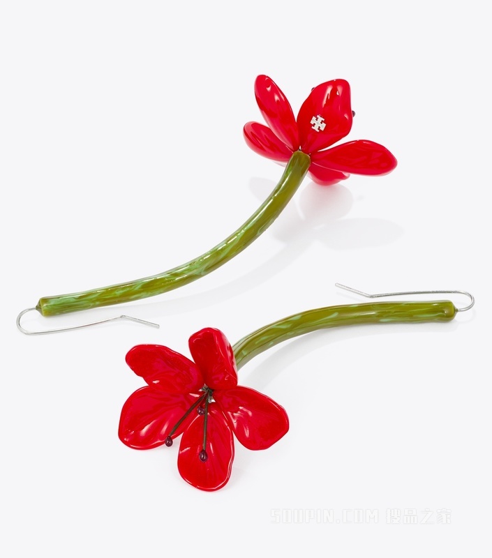 花朵耳环 红色