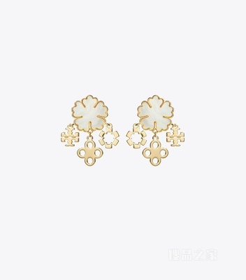 【礼物】四叶草簇状耳环 Tory 金/珍珠母贝色