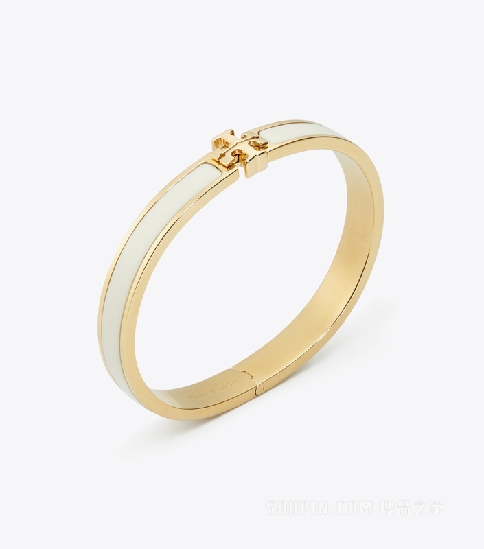 Kira 中号珐琅手镯 Tory 金/象牙白
