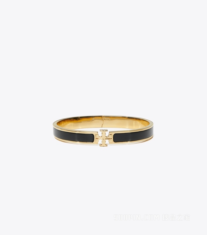Kira 中号珐琅手镯 Tory 金/黑色
