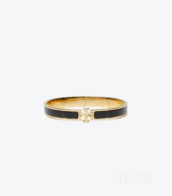 Kira 中号珐琅手镯 Tory 金/黑色