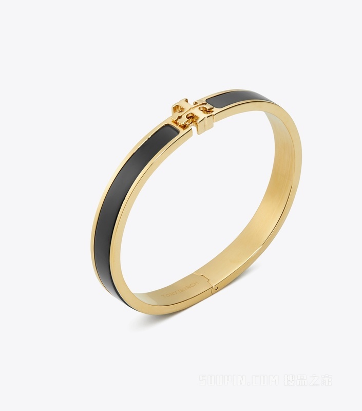 Kira 中号珐琅手镯 Tory 金/黑色