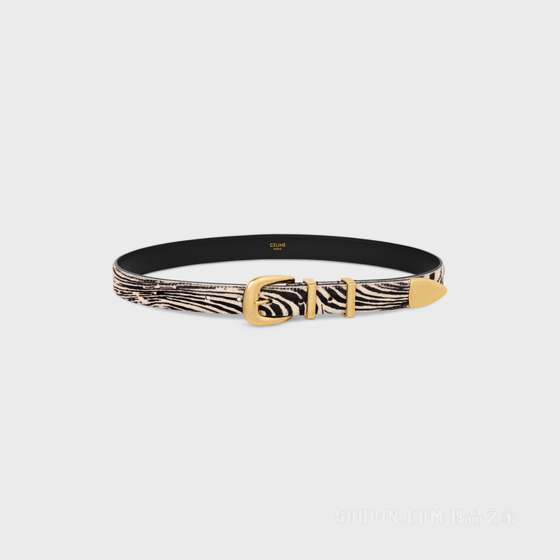 WESTERN中号斑马纹印花腰带 黑色/白色-38AW