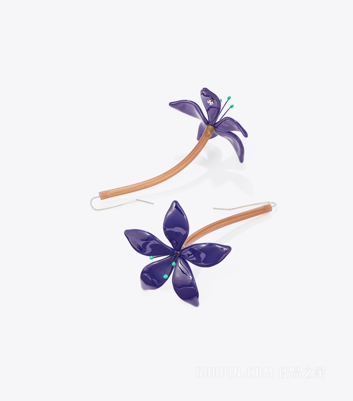 花朵耳环 海军蓝