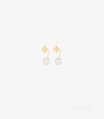 前后式仿珍珠耳环 Tory 金/珍珠色