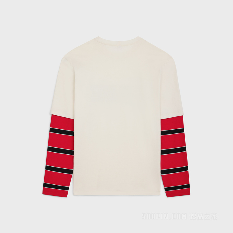 CELINE平纹针织宽松T恤 WASHED WHITE/ RED/ BLACK-FZT4