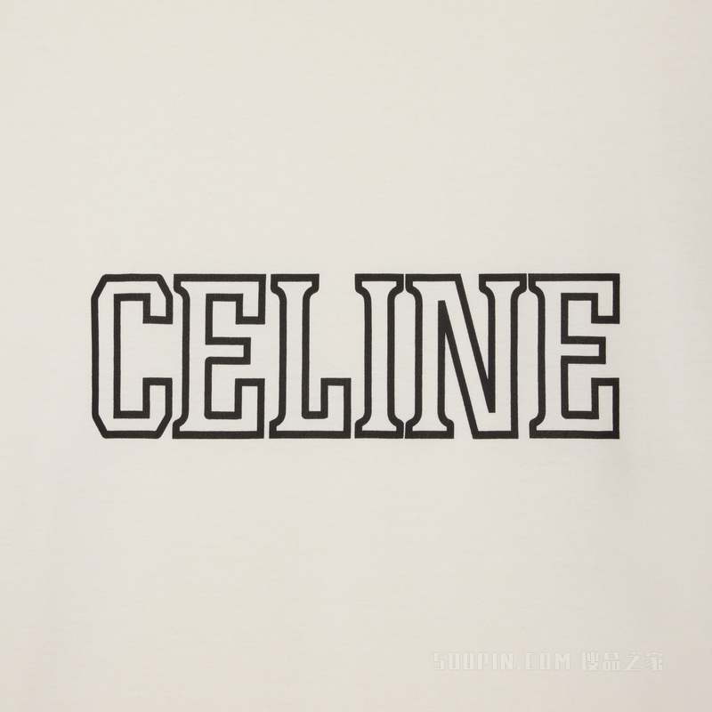 CELINE平纹针织宽松T恤 WASHED WHITE/ RED/ BLACK-FZT4