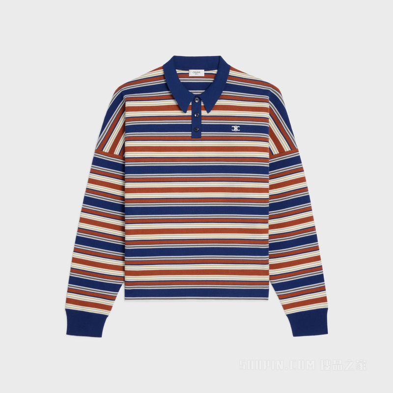 TRIOMPHE条纹宽松POLO衫 NAVY/ORANGE/ECRU-FZQ0