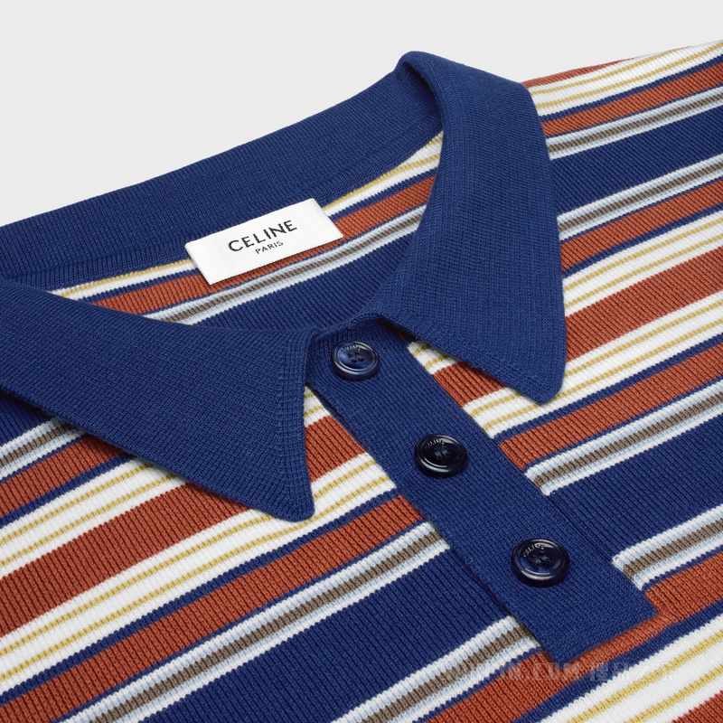 TRIOMPHE条纹宽松POLO衫 NAVY/ORANGE/ECRU-FZQ0