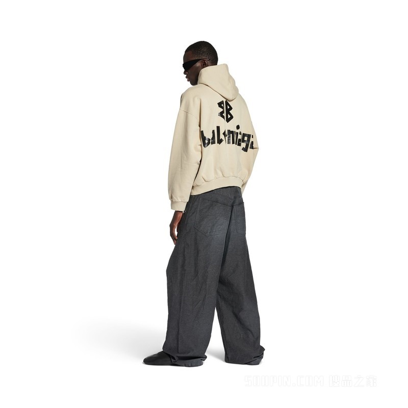 TAPE TYPE RIPPED POCKET HOODIE连帽卫衣
