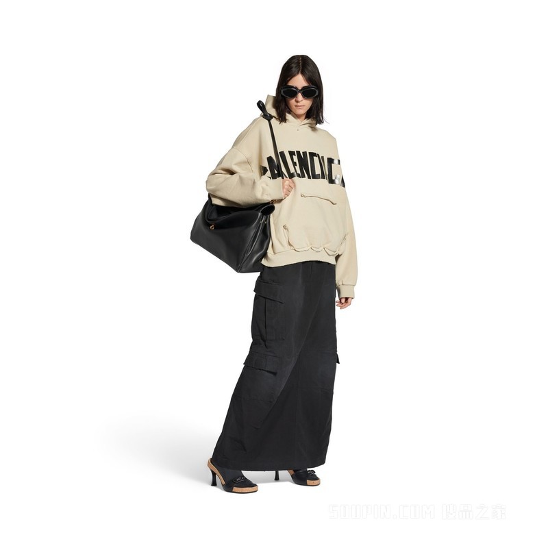 TAPE TYPE RIPPED POCKET HOODIE连帽卫衣