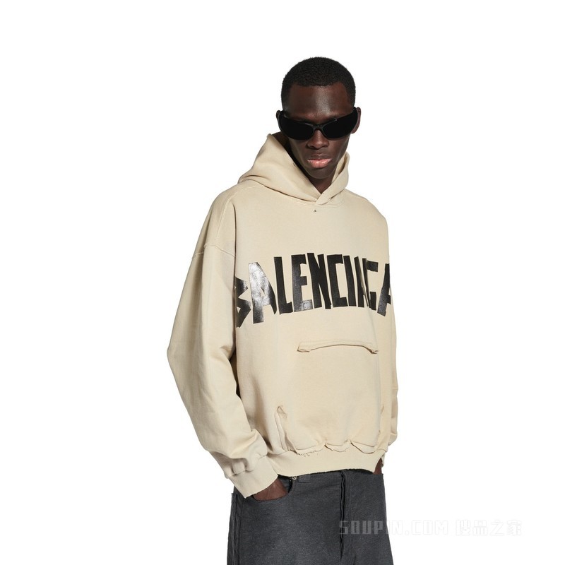 TAPE TYPE RIPPED POCKET HOODIE连帽卫衣
