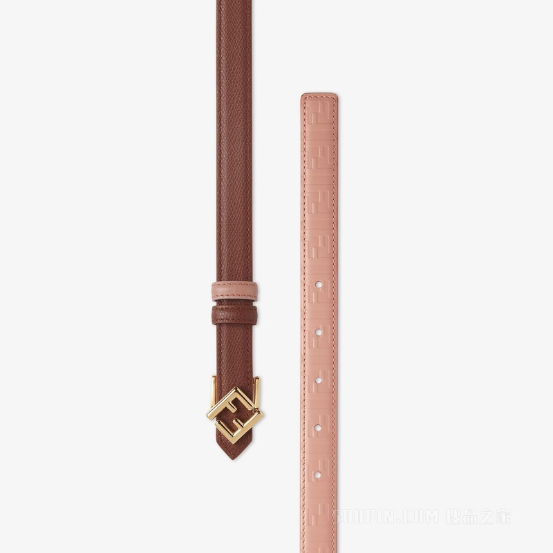 FF Diamonds腰带 棕色和粉红色皮革两面用腰带