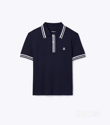 网眼布 Polo 衫 深海军蓝/雪花白
