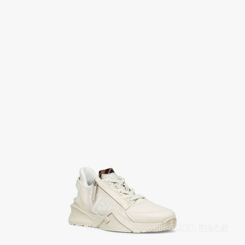 FENDI Flow 白色皮质低帮鞋