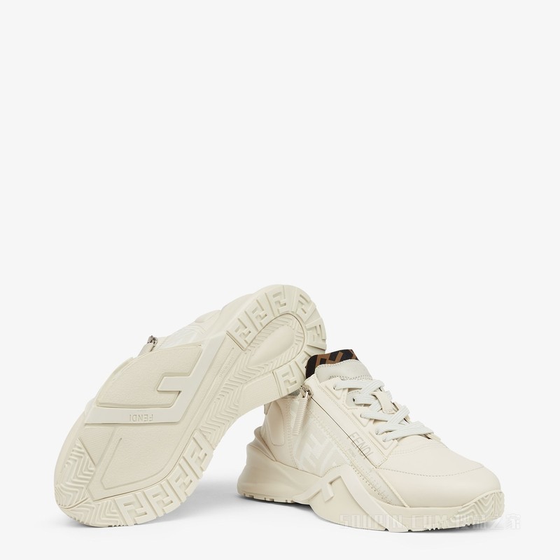 FENDI Flow 白色皮质低帮鞋