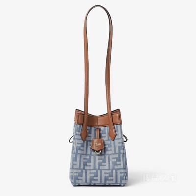FENDI Origami Mini 蓝色牛仔面料效果FF提花百变迷你手袋