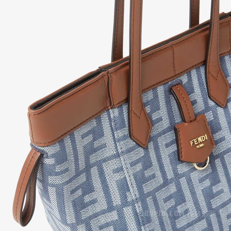 FENDI Origami Mini 蓝色牛仔面料效果FF提花百变迷你手袋