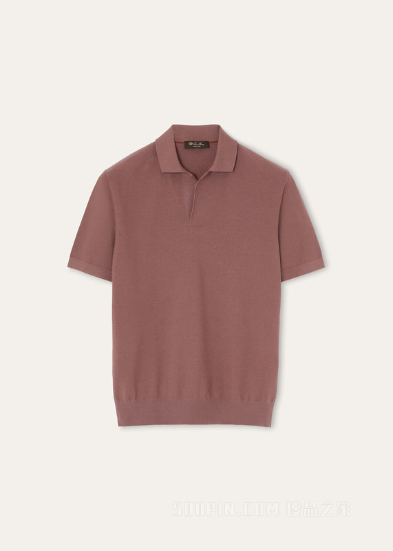 无纽扣 Polo 衫 棉 , 桑蚕丝
