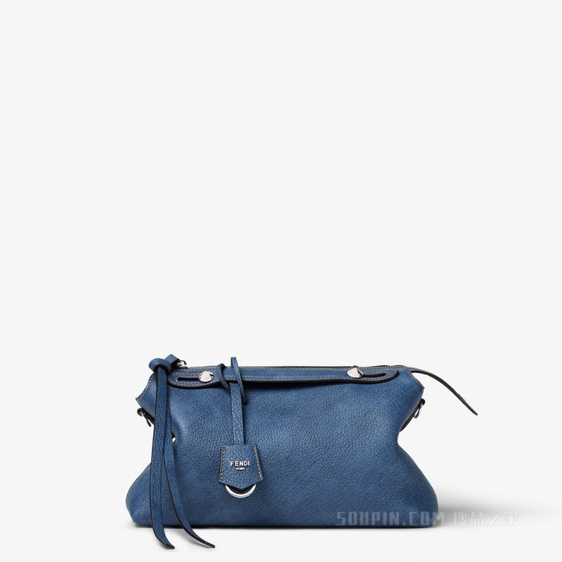 By The Way Soft中号手袋 牛仔面料效果蓝色皮革手袋