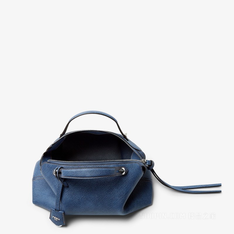By The Way Soft中号手袋 牛仔面料效果蓝色皮革手袋