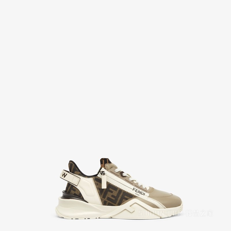 FENDI Flow 米色皮革低帮鞋