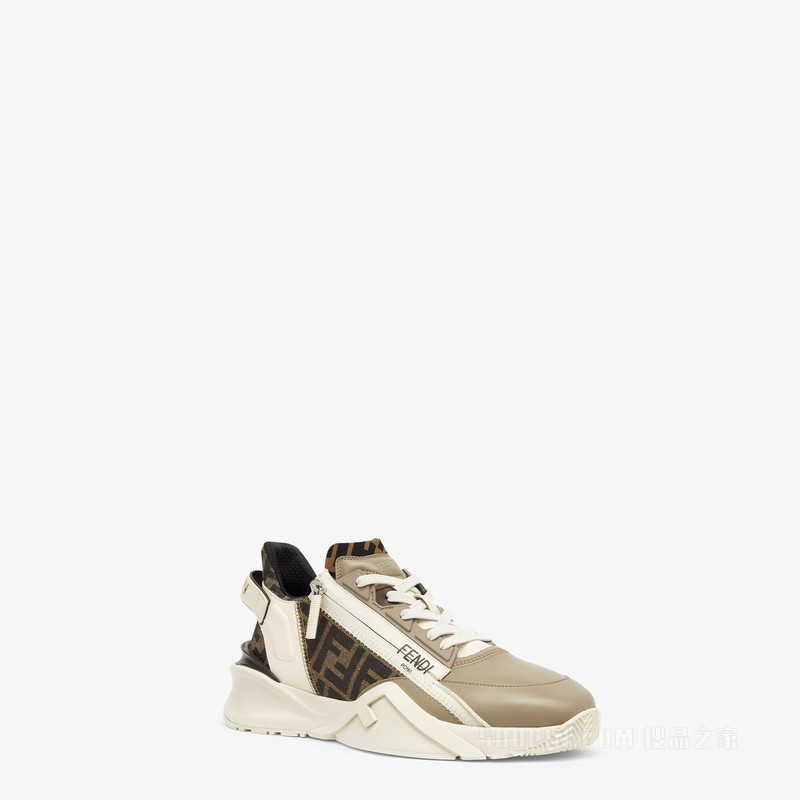 FENDI Flow 米色皮革低帮鞋