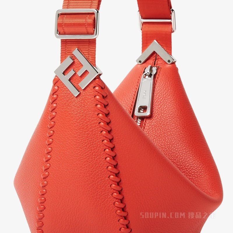 FENDI Roma皮革FENDI Melon小号手袋 珊瑚红皮革手袋
