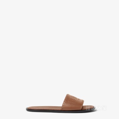 FENDI Roma皮革凉拖鞋 棕色皮凉鞋