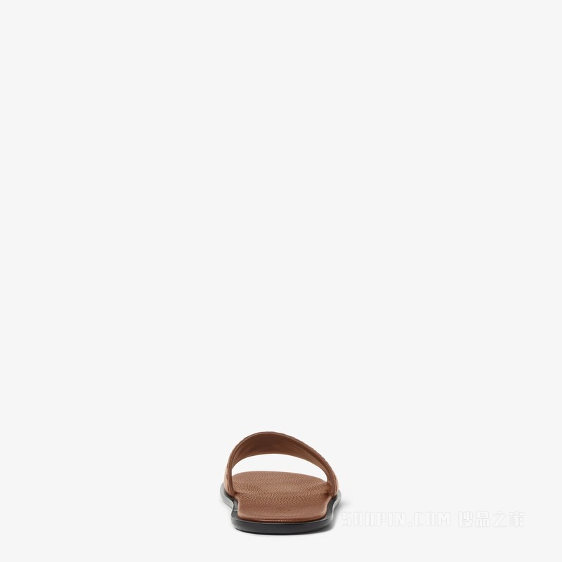 FENDI Roma皮革凉拖鞋 棕色皮凉鞋