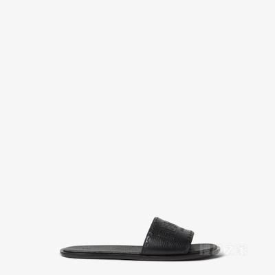 FENDI Roma皮革凉拖鞋 黑色皮凉鞋