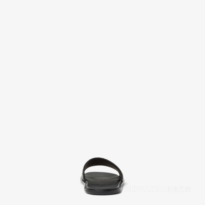 FENDI Roma皮革凉拖鞋 黑色皮凉鞋