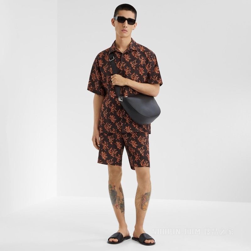 FENDI Roma皮革凉拖鞋 黑色皮凉鞋