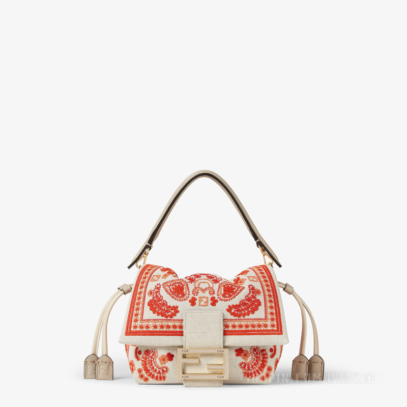 Mamma Baguette小号手袋 Coral Bandana刺绣帆布迷你手袋