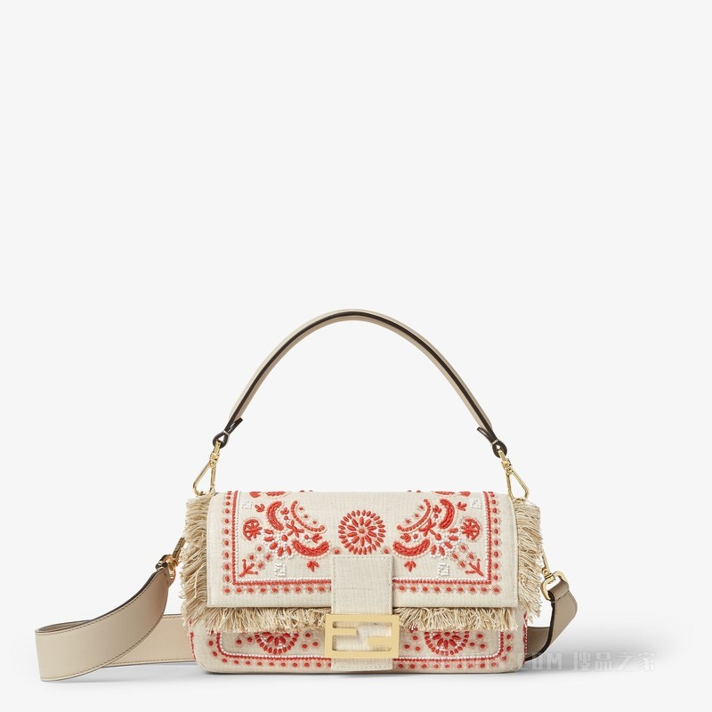 Baguette Coral Bandana刺绣帆布手袋