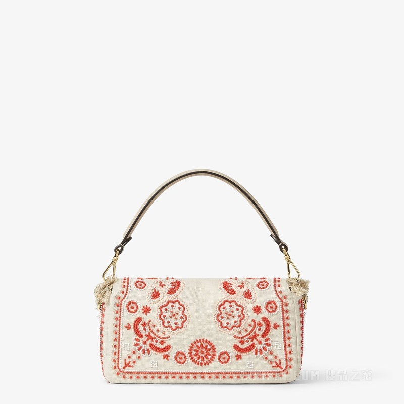 Baguette Coral Bandana刺绣帆布手袋