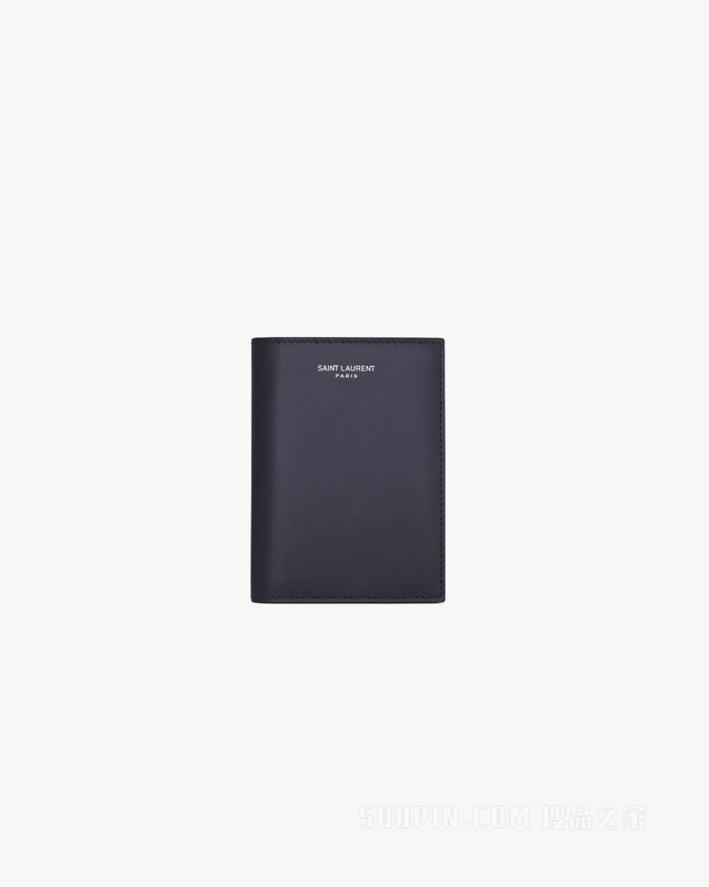SAINT LAURENT PARIS光滑皮革信用卡钱包