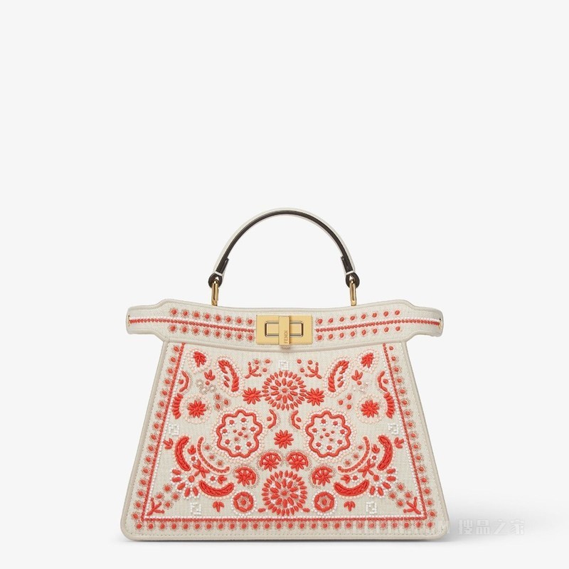 Peekaboo ISeeU小号手袋 Coral Bandana刺绣帆布手袋