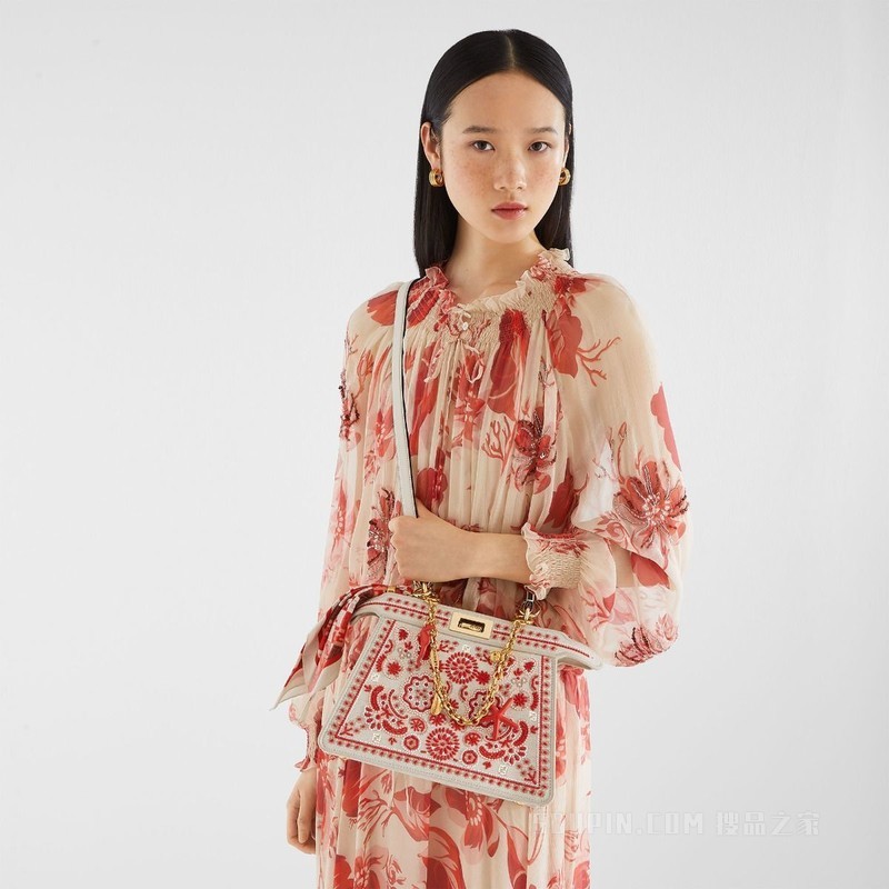 Peekaboo ISeeU小号手袋 Coral Bandana刺绣帆布手袋