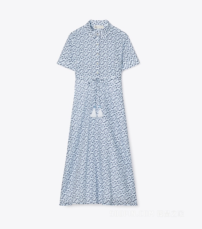 衬衫裙 以浅蓝色为底色的多彩 T Monogram 图案
