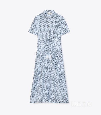 衬衫裙 以浅蓝色为底色的多彩 T Monogram 图案
