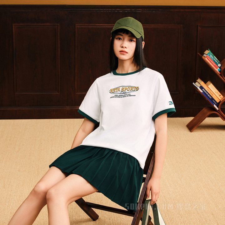 安踏冷萃TEE | 运动复古女子遮热凉感短袖针织衫