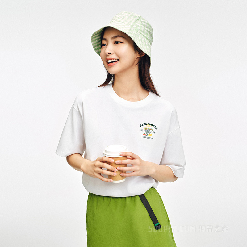 安踏冷萃TEE | 运动复古冰肤抗菌女子短袖针织衫