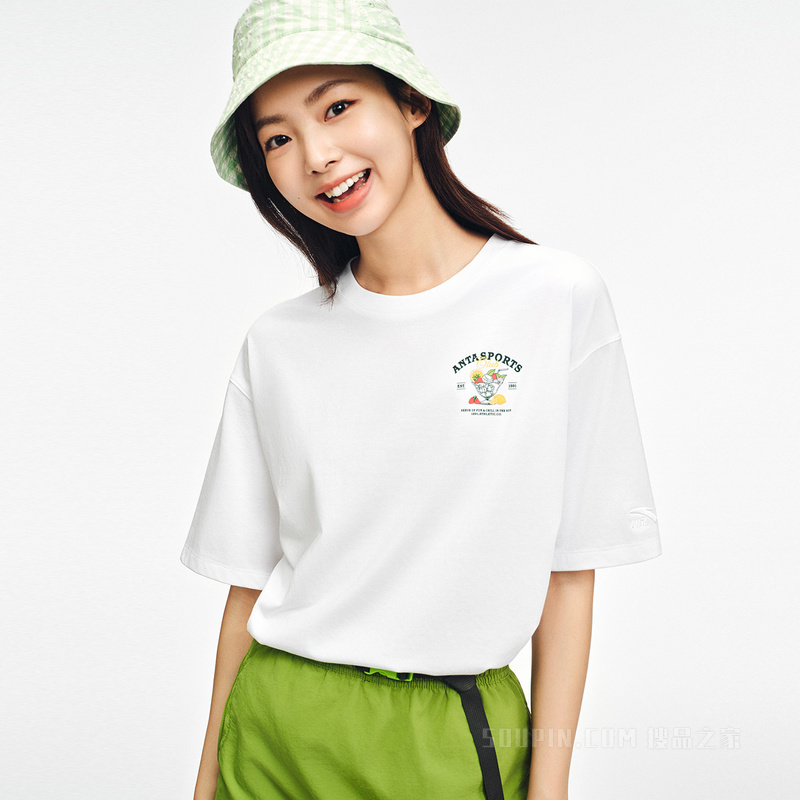 安踏冷萃TEE | 运动复古冰肤抗菌女子短袖针织衫