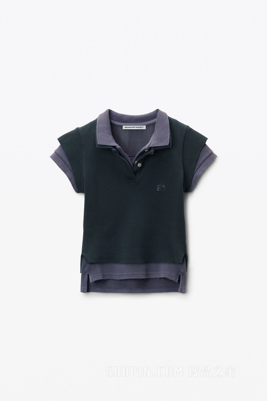 叠搭紧身 Polo 衫