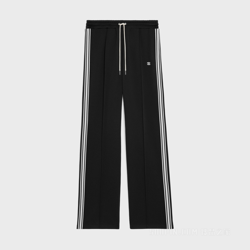 双面平纹针织运动裤 黑色/白色-38AW
