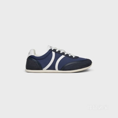 JOGGER TRIOMPHE锦纶、牛皮绒面革和牛皮革低帮系带运动鞋 深海军蓝/荧光白-00DA